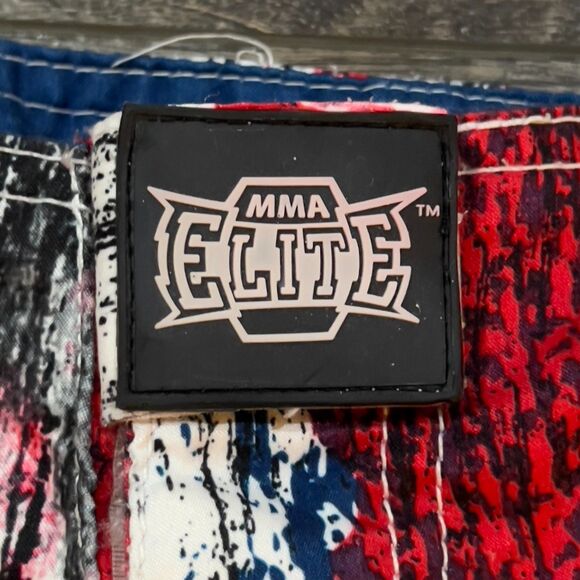 MMA Elite Shorts Inkblot Gym Fighting Stretch Drawstring Pockets Logo Mens XL - Picture 3 of 8
